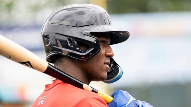 Aug 8, 2023; Bridgewater, NJ; Mets' new minor league prospect Luisangel Acuna is shown at TD Bank Ballpark.  
